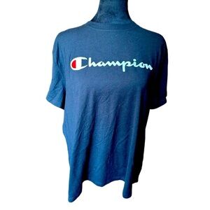Champion Logo Black Tee Shirt - Size XL
